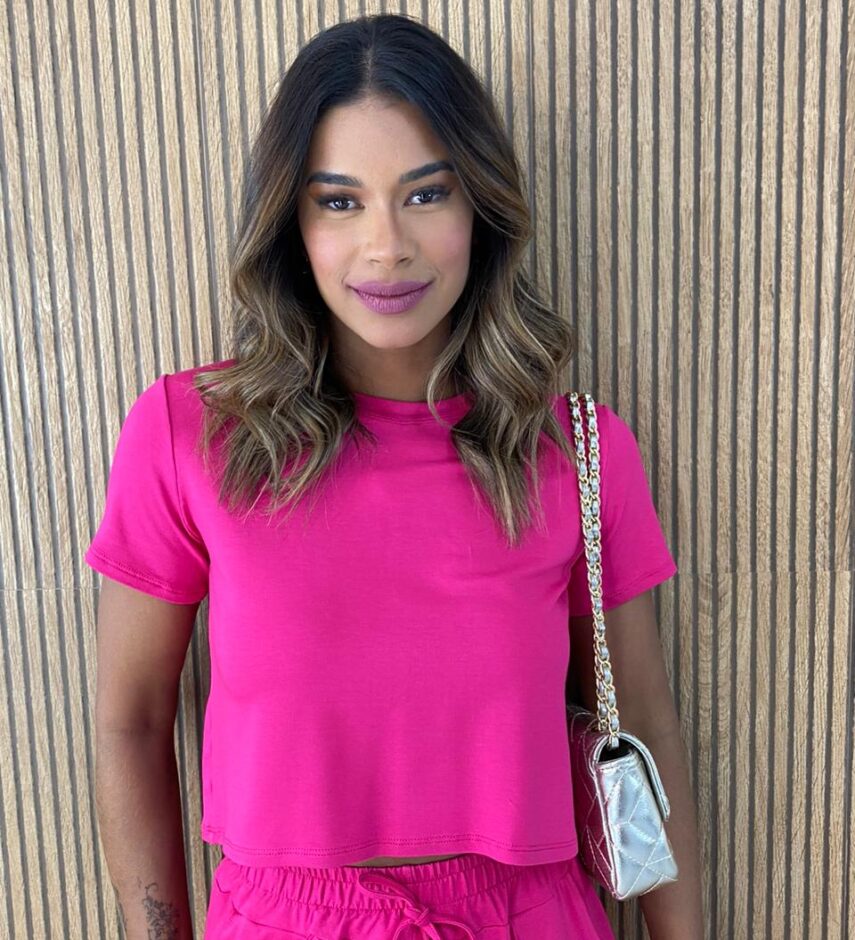 Conjunto Feminino Moletinho Calça e Cropped Chloe Pink - Fernanda Ramos Store