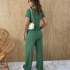 Conjunto Feminino Moletinho Calça e Cropped Chloe Verde - Fernanda Ramos Store