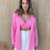 Conjunto Feminino Top Cropped com Bojo e Camisa Laise Rosa - Fernanda Ramos Store