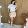 Cropped Feminino Manga Curta com Aplicações Branco - Fernanda Ramos Store