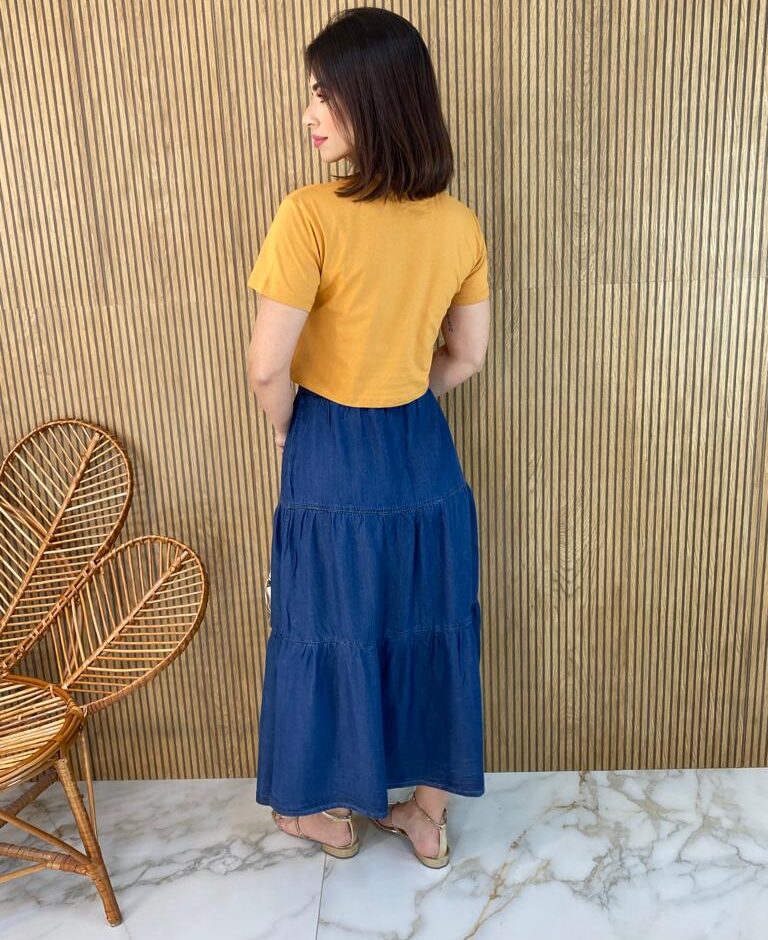 Cropped Manga Curta Básico com Gola Caramelo - Fernanda Ramos Store