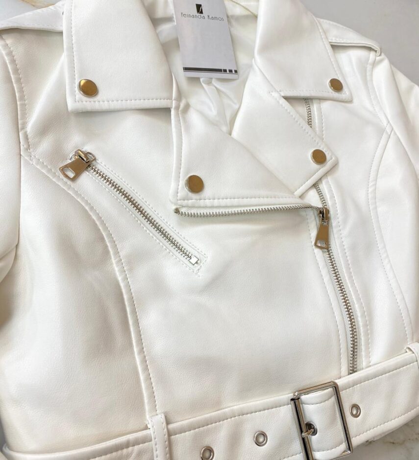 Jaqueta Feminina Couro Eco Liz Branca - Fernanda Ramos Store