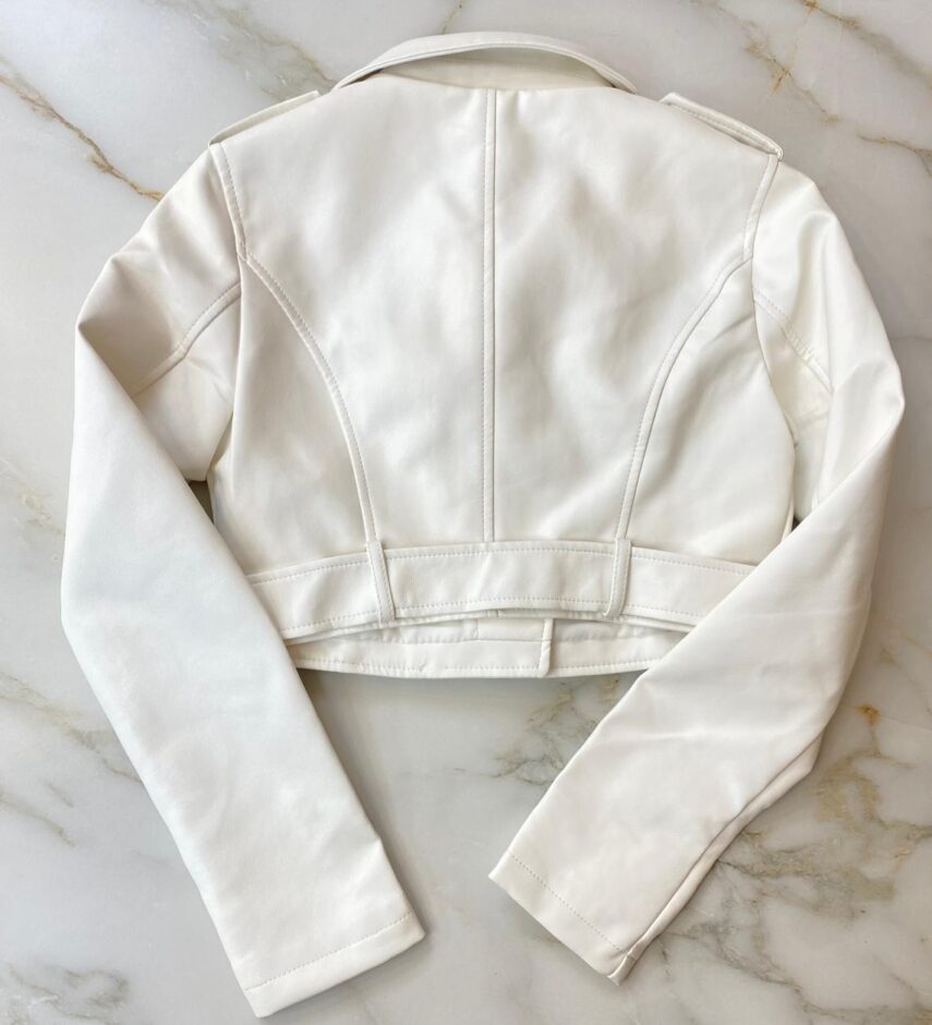 Jaqueta Feminina Couro Eco Liz Branca - Fernanda Ramos Store