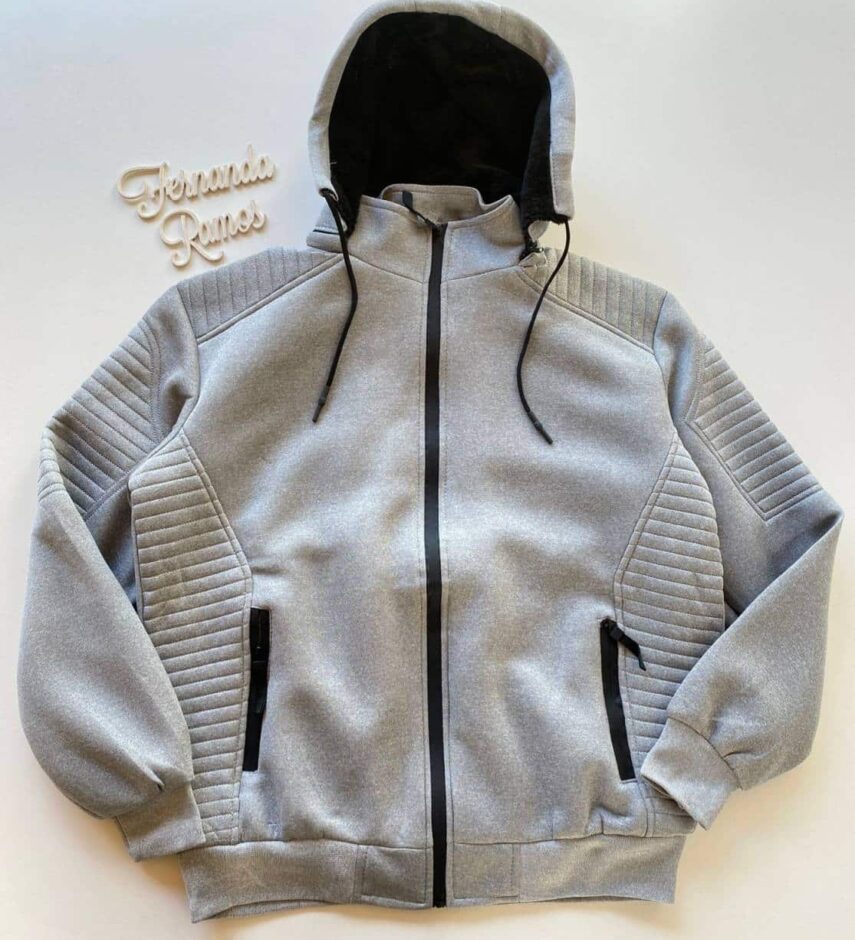 Jaqueta Masculina Touca Removível Pelúcida Plus Cinza - Fernanda Ramos Store