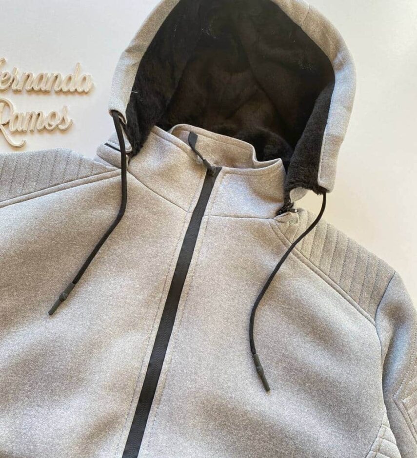 Jaqueta Masculina Touca Removível Pelúcida Plus Cinza - Fernanda Ramos Store