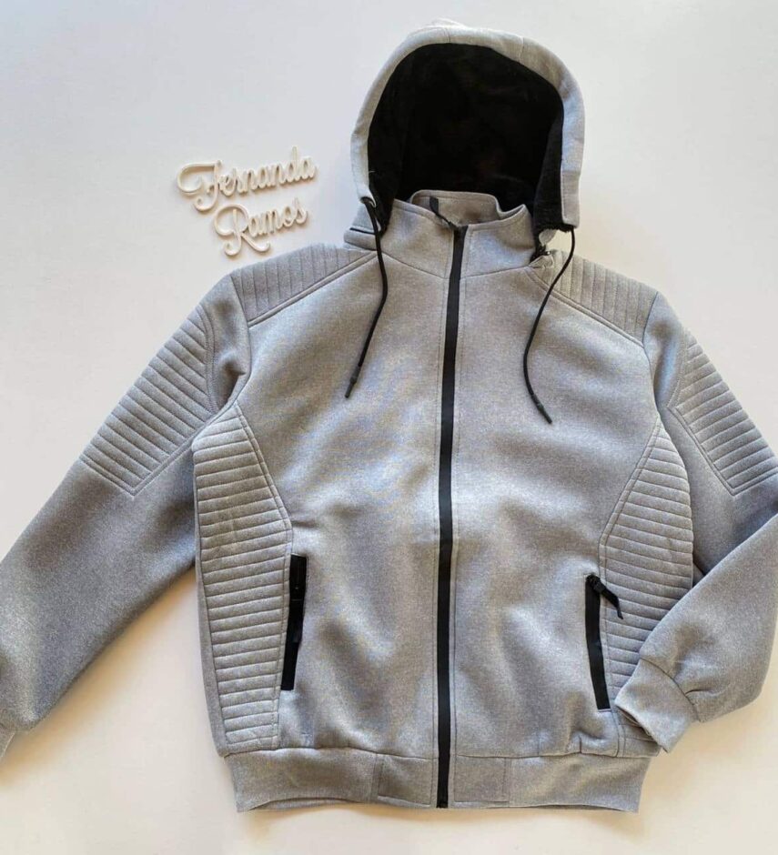 Jaqueta Masculina Touca Removível Pelúcida Plus Cinza - Fernanda Ramos Store