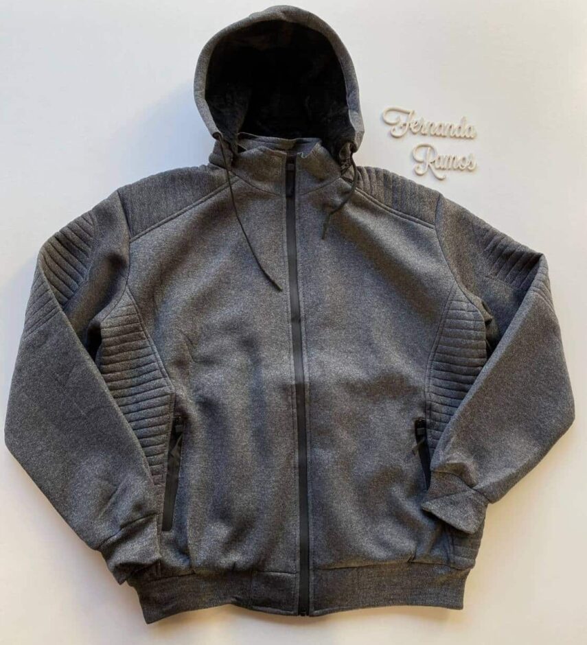 Jaqueta Masculina Touca Removível Pelúcida Plus Cinza Escuro - Fernanda Ramos Store