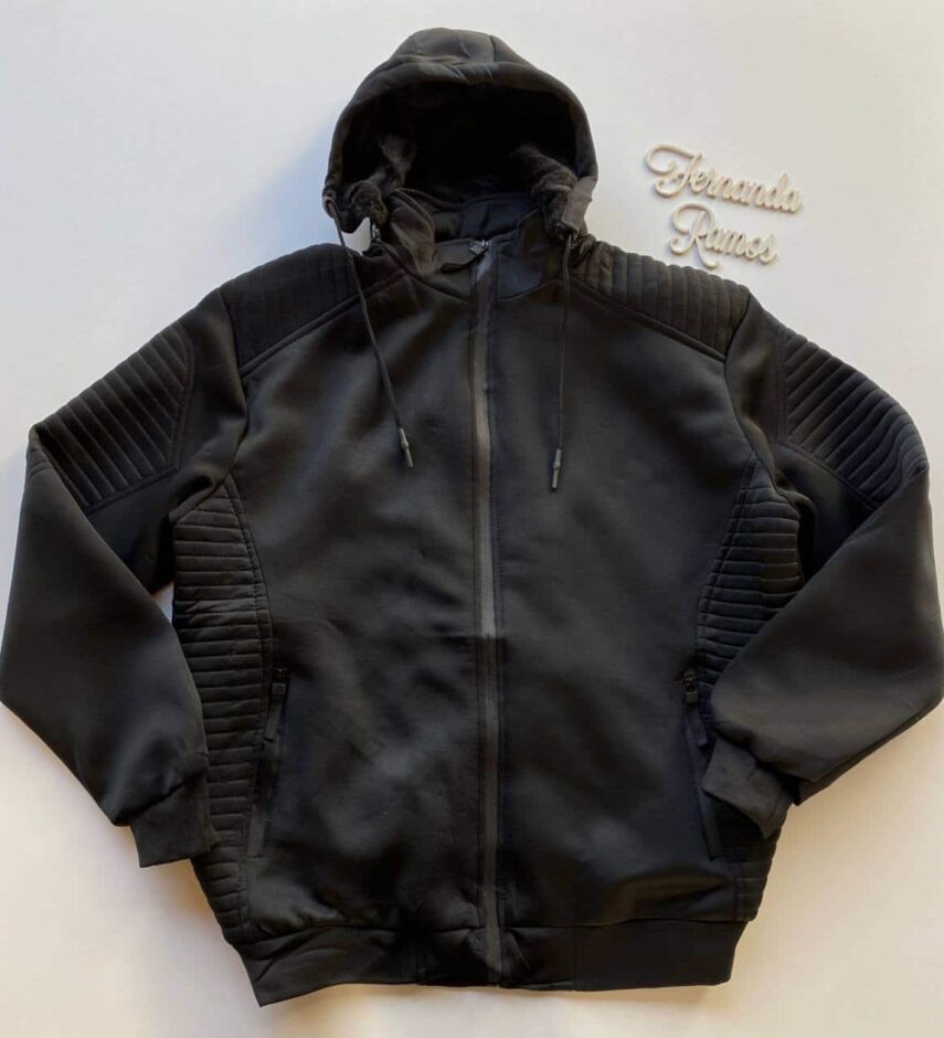 Jaqueta Masculina Touca Removível Pelúcida Plus Preta - Fernanda Ramos Store