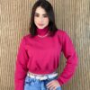 Moletom Flanelado Cropped com Gola Pink - Fernanda Ramos Store