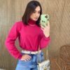 Moletom Flanelado Cropped com Gola Pink - Fernanda Ramos Store