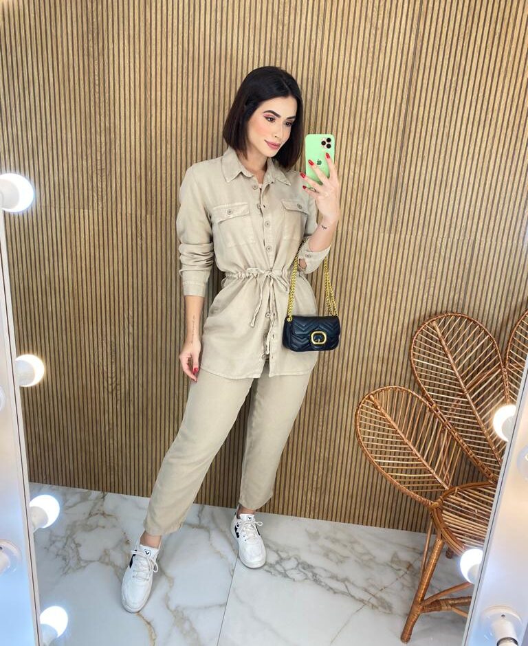 Parka Feminina Manga Longa Liocel Bege 022820 - Fernanda Ramos Store
