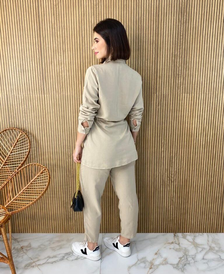 Parka Feminina Manga Longa Liocel Bege 022820 - Fernanda Ramos Store