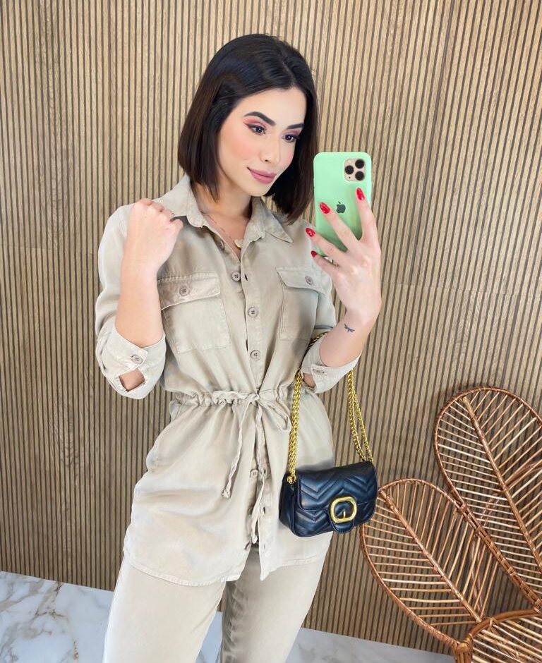 Parka Feminina Manga Longa Liocel Bege 022820 - Fernanda Ramos Store