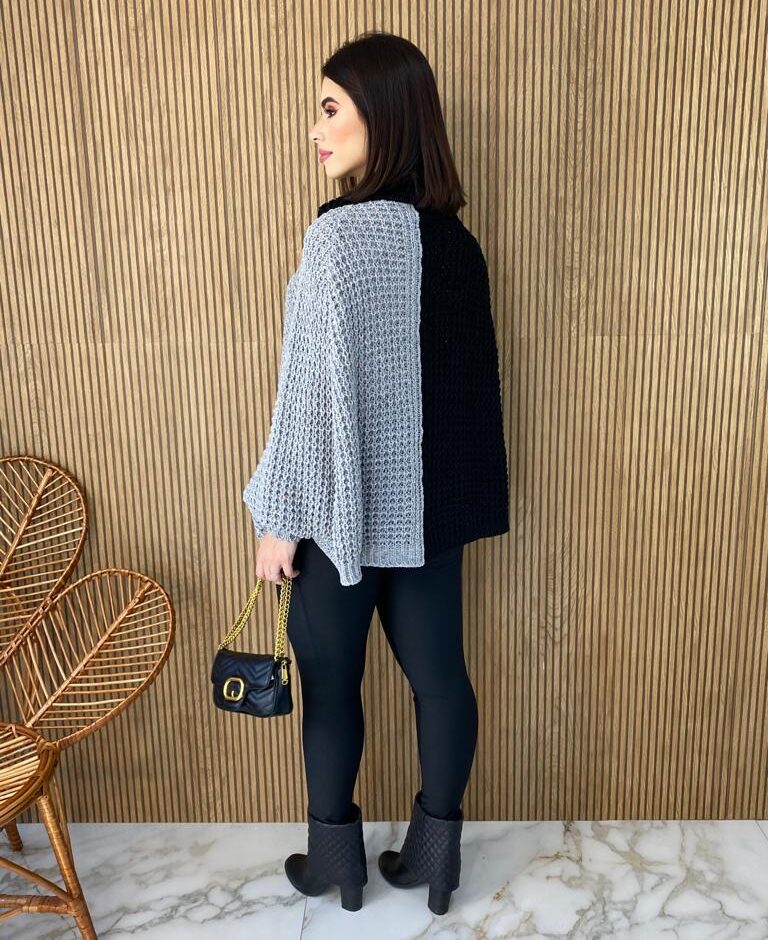 fernandaramosstore com br poncho feminino tricot ayla preto e cinza 3