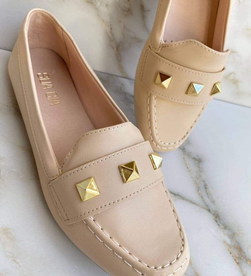 Sapatilha Feminina Off White com Detalhe Dourado Maitê - Fernanda Ramos Store