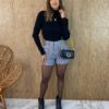 Short Feminino Xadrez Eloá com Bolsos e Detalhe - Fernanda Ramos Store