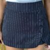 Short Saia Feminino Alfaiataria Risca de Giz Preto - Fernanda Ramos Store