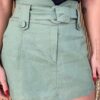 Short Saia Feminino Mari com Cinto Verde Oliva - Fernanda Ramos Store