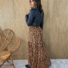 Vestido Longo com Bojo Alça com Babado Ayla Animal Print - Fernanda Ramos Store