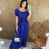 Vestido Longo sem Bojo Lastex na Cintura Manga Princesa Azul - Fernanda Ramos Store