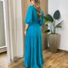 Vestido Longo sem Bojo Manga 3/4 Amanda Decote V Azul - Fernanda Ramos Store
