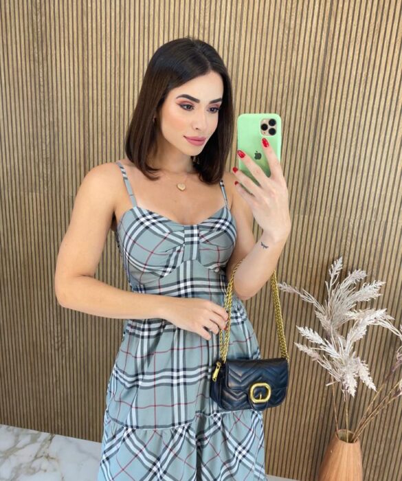 Vestido Midi com Bojo Alça Regulável Sarah Estampado - Fernanda Ramos Store