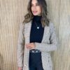 Blazer Manga Longa Feminino Botões Dourados Bege - Fernanda Ramos Store