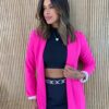 Blazer Manga Longa Feminino Elisa Pink Flúor Fernanda Ramos Store