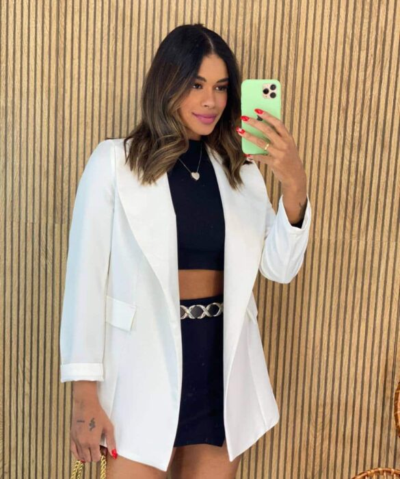 Blazer Manga Longa Feminino Isadora Branco - Fernanda Ramos Store