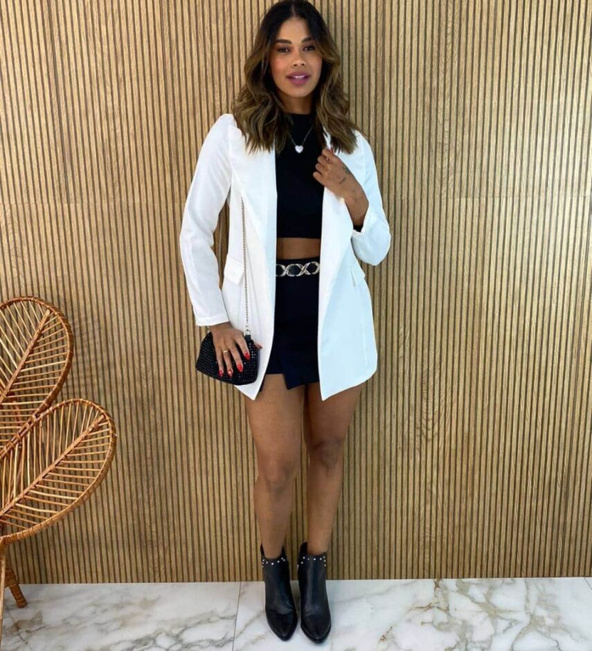 Blazer Manga Longa Feminino Isadora Branco - Fernanda Ramos Store