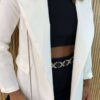 Blazer Manga Longa Feminino Isadora Branco - Fernanda Ramos Store