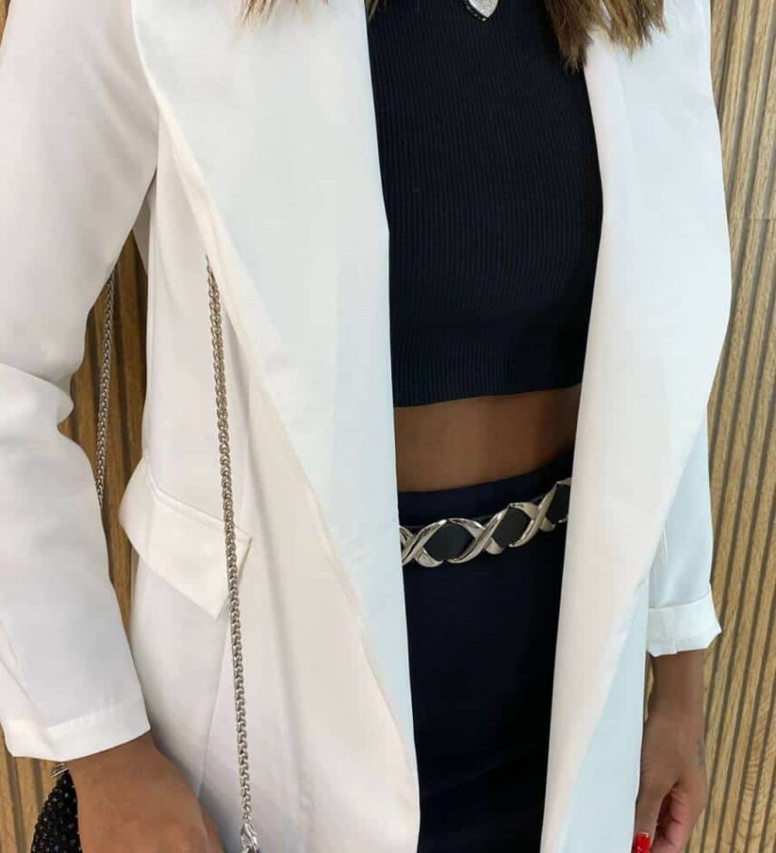 Blazer Manga Longa Feminino Isadora Branco - Fernanda Ramos Store