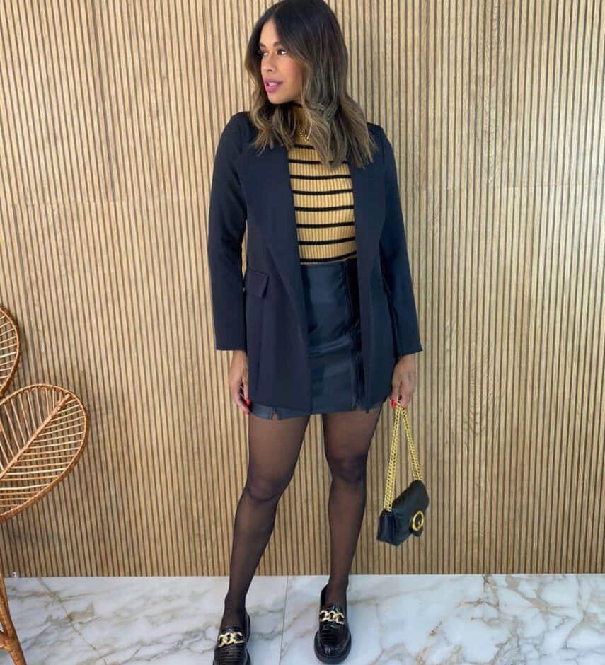 Blazer Manga Longa Feminino Isadora Preto - Fernanda Ramos Store