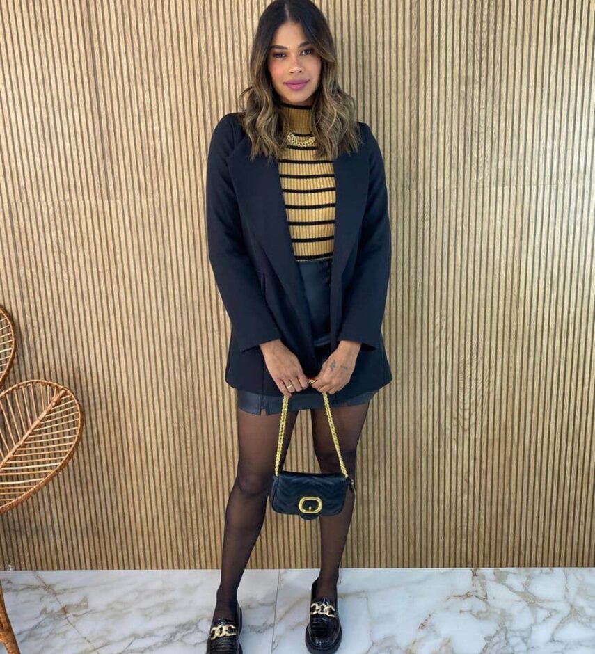 Blazer Manga Longa Feminino Isadora Preto - Fernanda Ramos Store