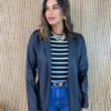 Blazer Manga Longa Feminino Julia Couro Eco Preto - Fernanda Ramos Store