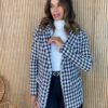 Blazer Manga Longa Feminino Tweed Ayla Branco e Preto - Fernanda Ramos Store