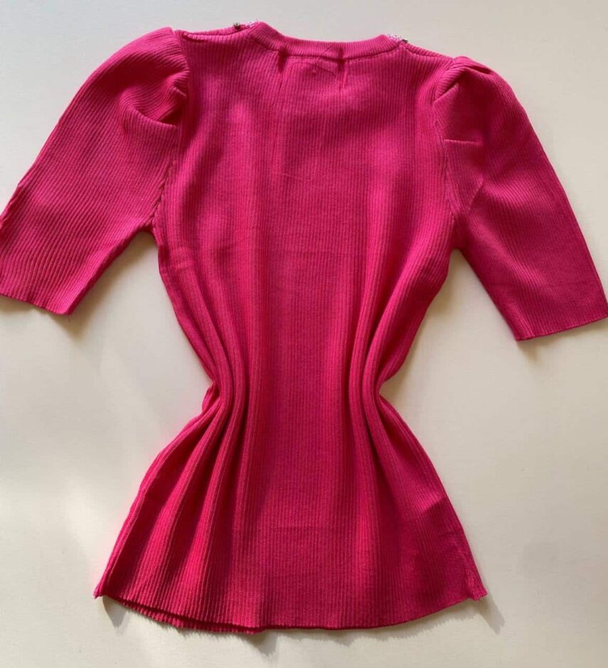 Blusa Feminina Manga Curta Modal com Aplicações Pink - Fernanda Ramos Store