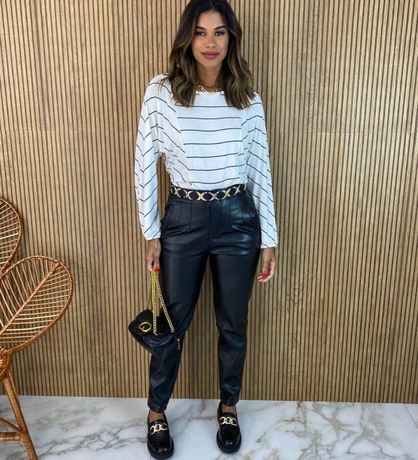 Blusa Feminina Manga Longa Luiza Listrada Branca - Fernanda Ramos Store