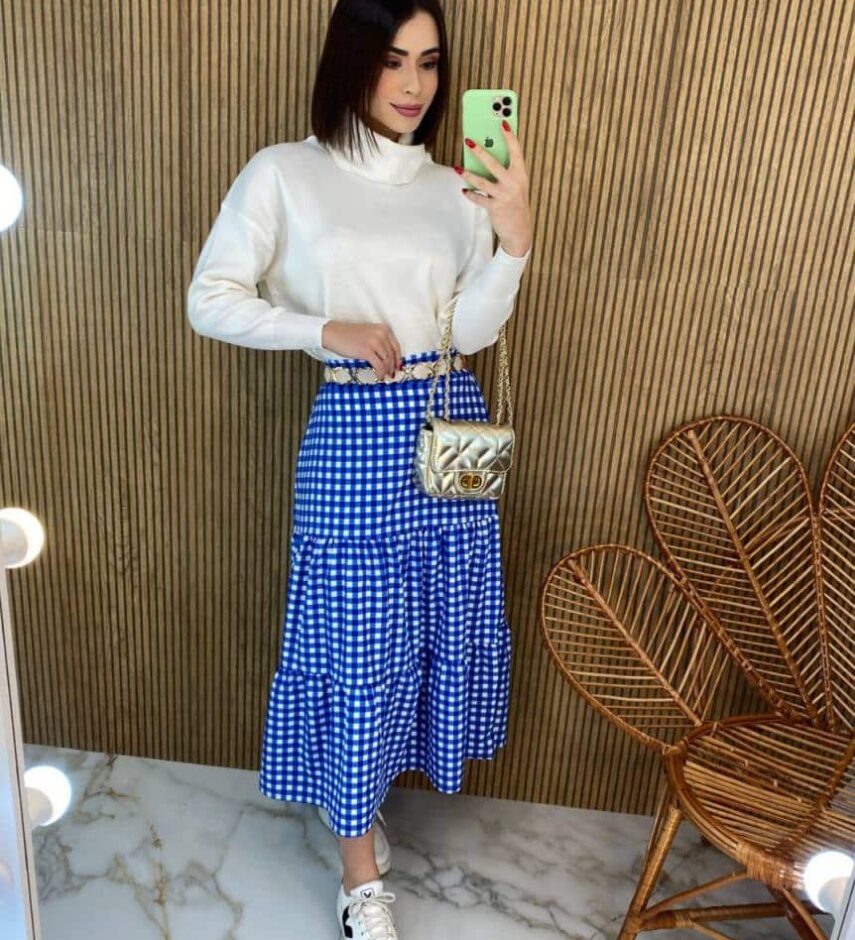 Blusa Feminina Manga Longa Modal Gola Alta 014 Branca - Fernanda Ramos Store