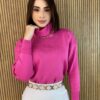 Blusa Feminina Manga Longa Modal Gola Alta 014 Rosa - Fernanda Ramos Store