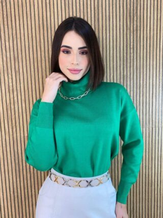 Blusa Feminina Manga Longa Modal Gola Alta 014 Verde - Fernanda Ramos Store