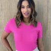 Blusa Feminina Modal Manga Curta Brenda Pink 2721 - Fernanda Ramos Store