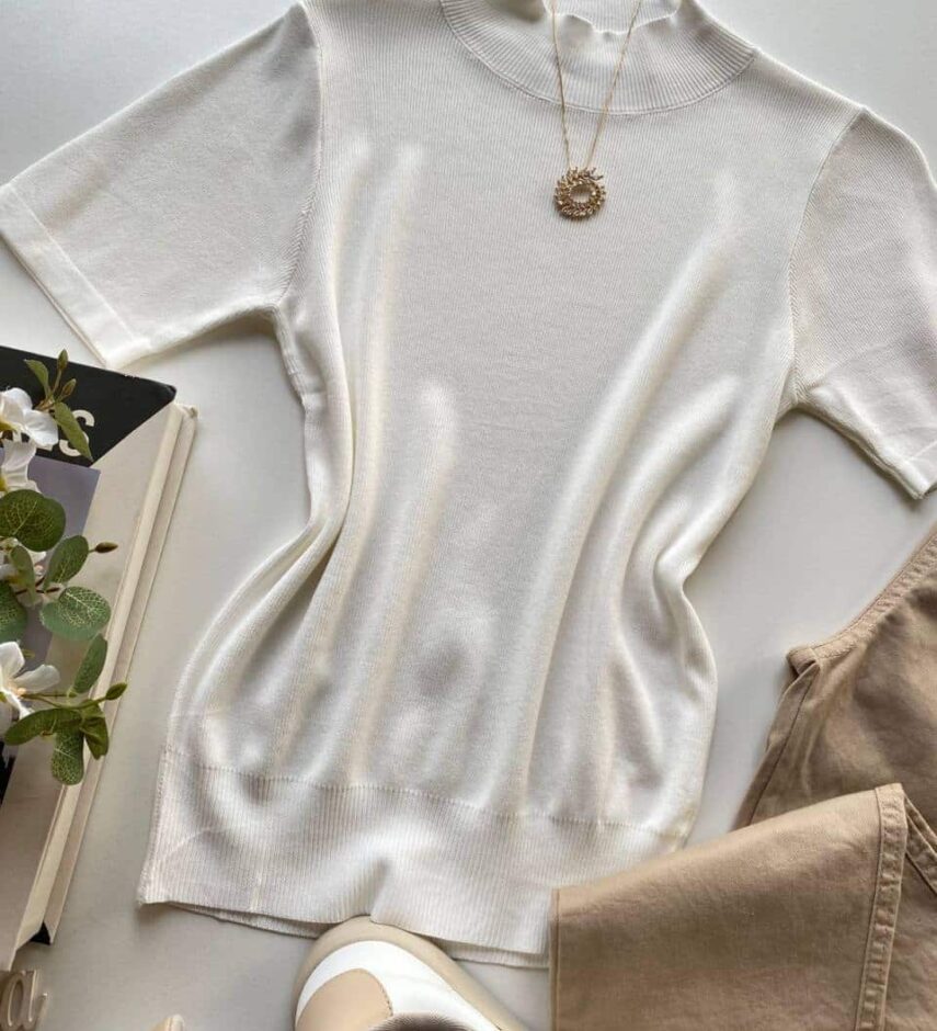 Blusa Feminina Modal Manga Curta Lara Branca - Fernanda Ramos Store