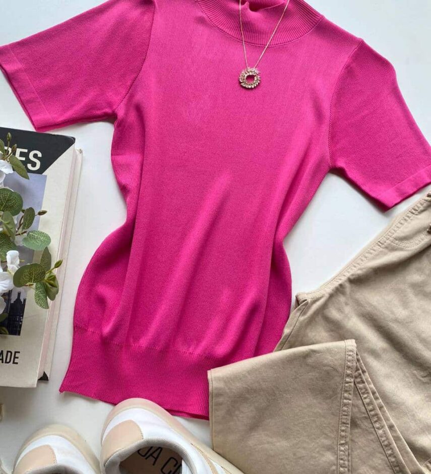 Blusa Feminina Modal Manga Curta Lara Pink - Fernanda Ramos Store