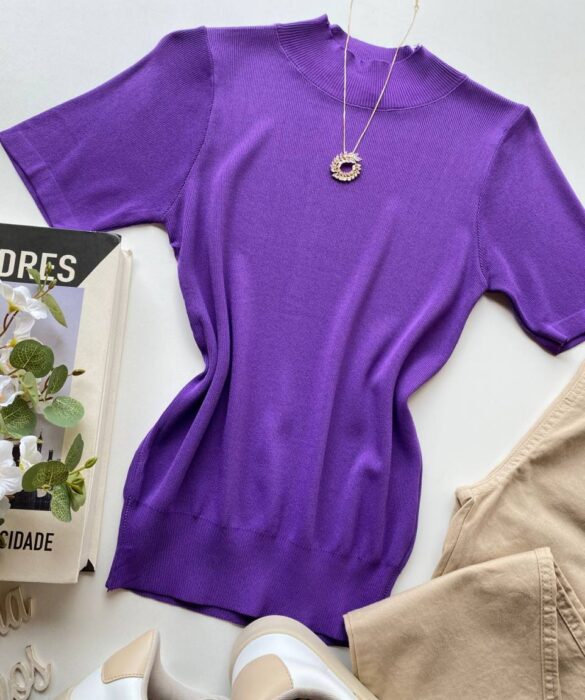 Blusa Feminina Modal Manga Curta Lara Roxo - Fernanda Ramos Store