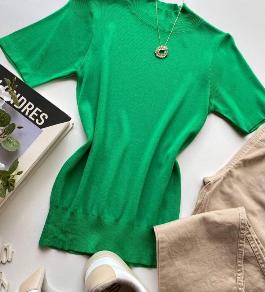 Blusa Feminina Modal Manga Curta Lara Verde - Fernanda Ramos Store