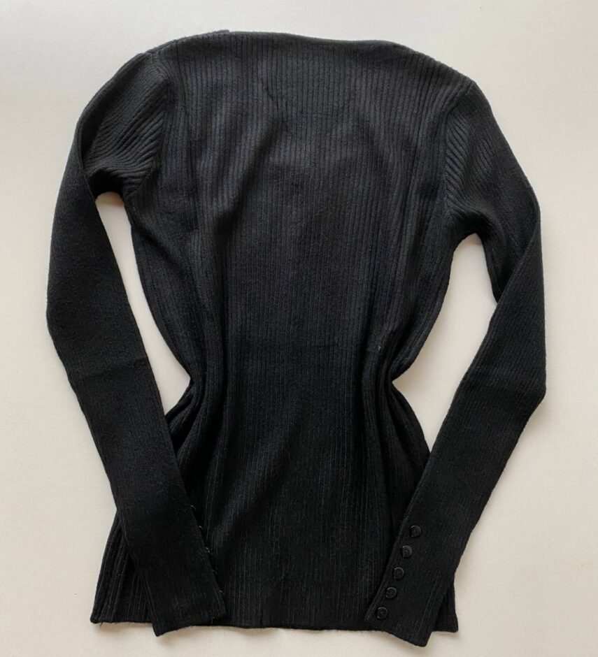 Blusa Feminina Modal Manga Longa Botões Falsos Preta - Fernanda Ramos Store