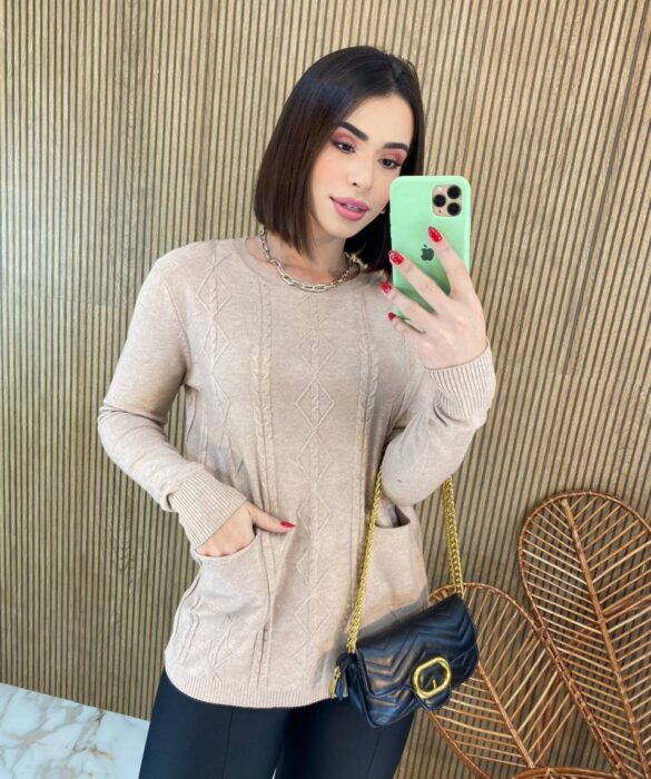 fernandaramosstore com br blusa feminina modal manga longa mila com bolsos bege 2