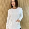 Blusa Feminina Modal Manga Longa Mila com Bolsos Branca - Fernanda Ramos Store