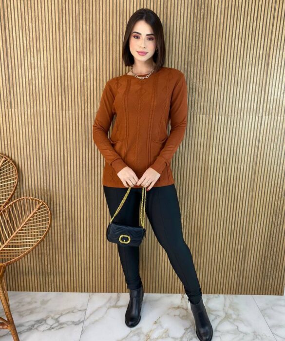 fernandaramosstore com br blusa feminina modal manga longa mila com bolsos terracota 2